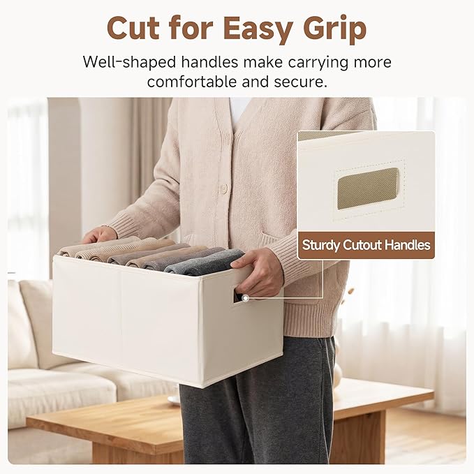 StorageWorks Fabric Storage Bins for Shelves, Closet Organizers and Storage Baskets, Closet Storage Bins with Cutout Handles,