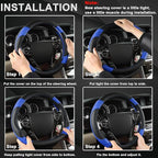GIANT PANDA Microfiber Leather Steering Wheel Cover for Honda Accord,Civic,CR-V,HR-V,Pilot(Diamond-Pattern-Black+Blue-Standar