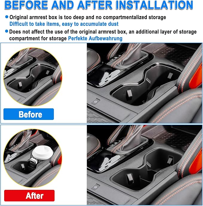 SHAOHAO 3 Pcs for 2025 2026 Nissan Frontier Center Console Organizer for 2022-2025 2026 Nissan Frontier Accessories (S/SV/Pro-X/Pro-4X/SL) Middle Console Tray & Cup Holder Space Expand Storage Box