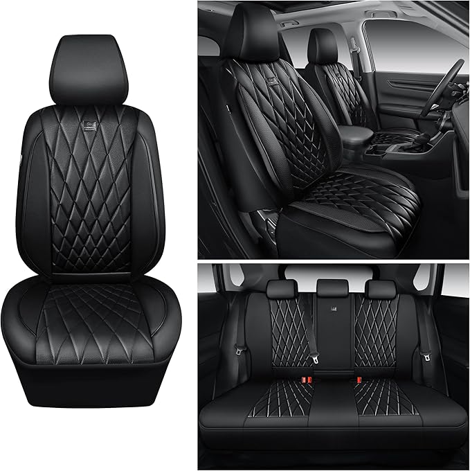 CAR PASS Rav4 Seat Covers Full Set Custom Fit for Toyota RAV4 Tocamo Corolla-Cross 2019-2024, Luxury Nappa Leather Waterproof