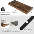 Floating Shelves for Wall, 30" W x 12" D x 2" H, 2 Pack of Long Wall Mounted Engineered Wood Shelves with Invisible Brackets 