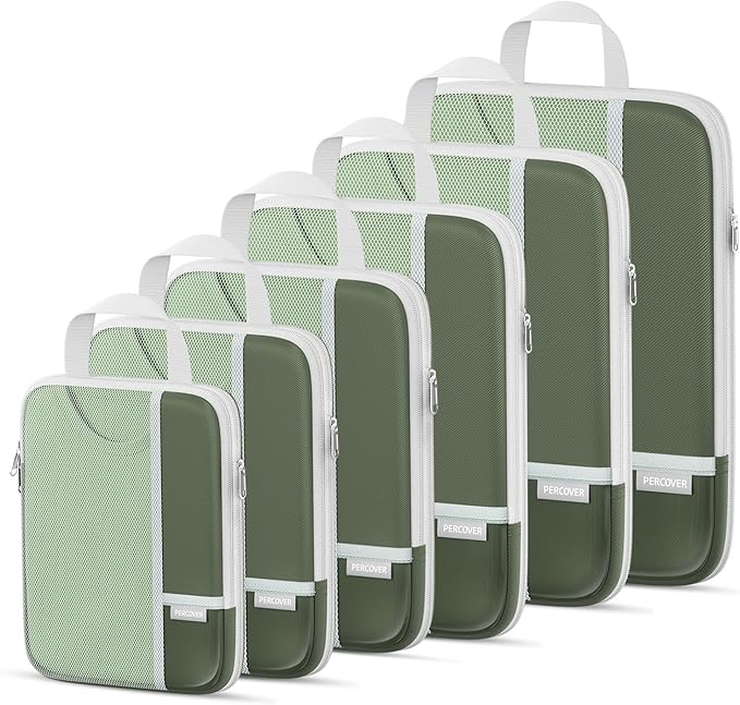 Percover Compression Packing Cubes 6-Piece Set, Packing Cubes Compression for Travel with Multi-Size Organization, Travel Org