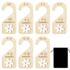 R HORSE Wooden Baby Closet Dividers - 8Pcs Double-Sided 3D Daisy Nursery Closet Organizer Baby Clothes Size Hanger Dividers N
