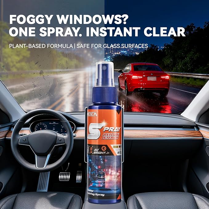 Spray Rain & Fog Defense Duo: Hydrophobic Rain Repellent & Anti-Fog Interior Spray for Car Windows, Windshield & Motorcycle V