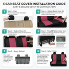 FH Group Automotive Rear Car Seat Covers for SUV, Trucks, Sedan and More - Universal Fit Rear Solid Bench Design Interior Acc
