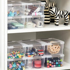 Anywish Small Storage Bins with Lids 3.2 QT- 8 Packs Plastic Storage Containers for Organizing Stackable Clear Storage Boxes,