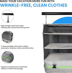 Grand Fusion Stow-N-Go Packing Organizer for Luggage, Portable Hanging Travel Shelves, Carry-On Closet, Hanging Packing Cubes