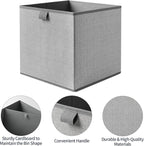 Storage Baskets, 11.8-Inch Woven Fabric Bins, Storage Cubes with Reinforced Handles, Organizer Bins for Closet Shelves, Folda