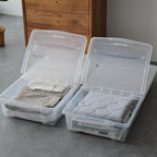 Citylife 2-Pack 57 QT Under Bed Storage Containers with Wheels, Clear Plastic Organizer Bins with Double-Opening Lids, Large 