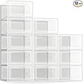 SEE SPRING X-Large Shoe Storage Box Fit Size 11, Clear Plastic Stackable Shoe Organizer for Closet, Space Saving Foldable Sho