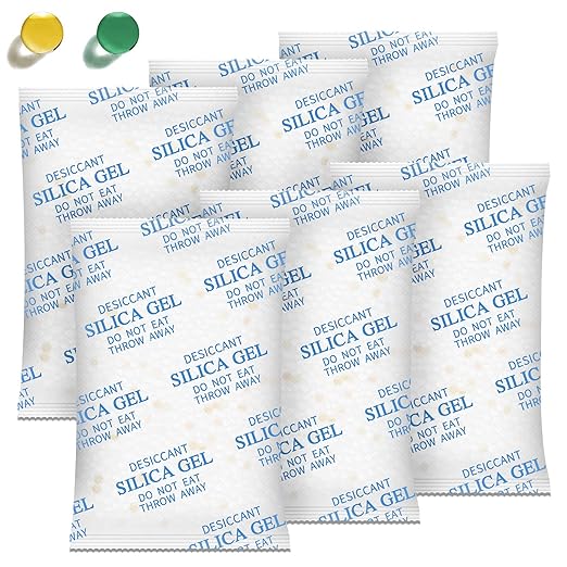 Moisture Absorbers – 100 Gram 16 Packs Silica Gel Packets Food Grade Silica Packets with Color Indicating, Premium Desiccant 