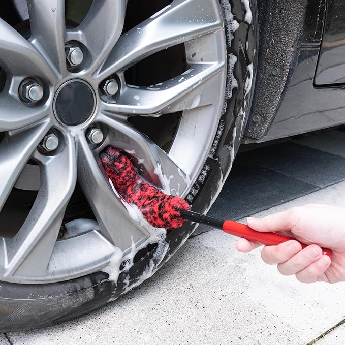 ITTAHO 4 Pack Car Wash Brush Wheel Cleaning Woolies Brush Detailing Brush and Stiff Tire Brush Tires Wheel Brushes for Cleani