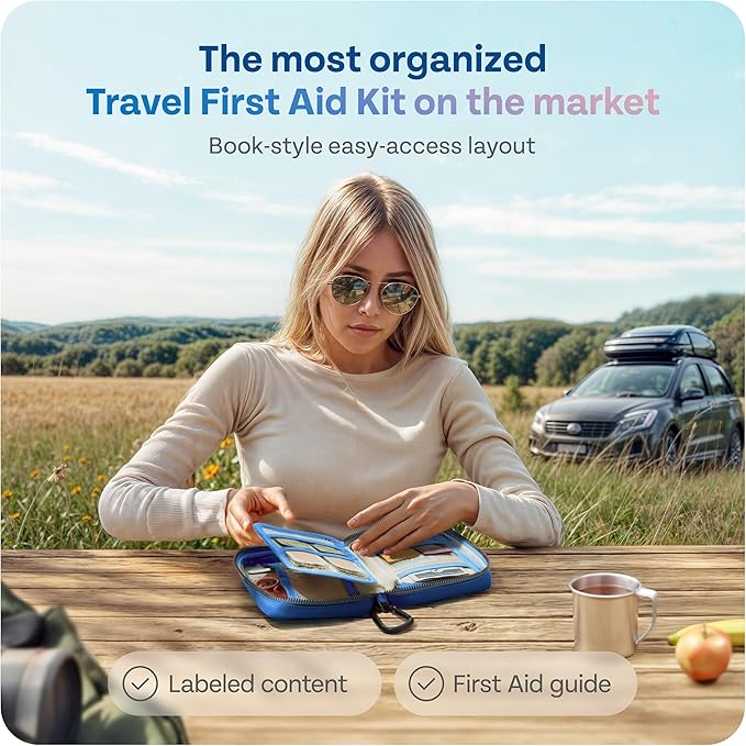 KeepGoing Travel First Aid Kit for Car, Home, Hiking, Camping and Outdoor Emergencies - First Aid Kit Travel Size TSA-Approve