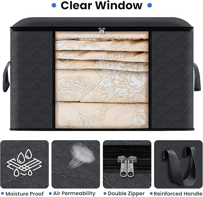 Fab totes Storage Bags,Clothes Blanket Storage Bins Foldable Closet Organizers with Reinforced Handle for Home Dorm Storage a