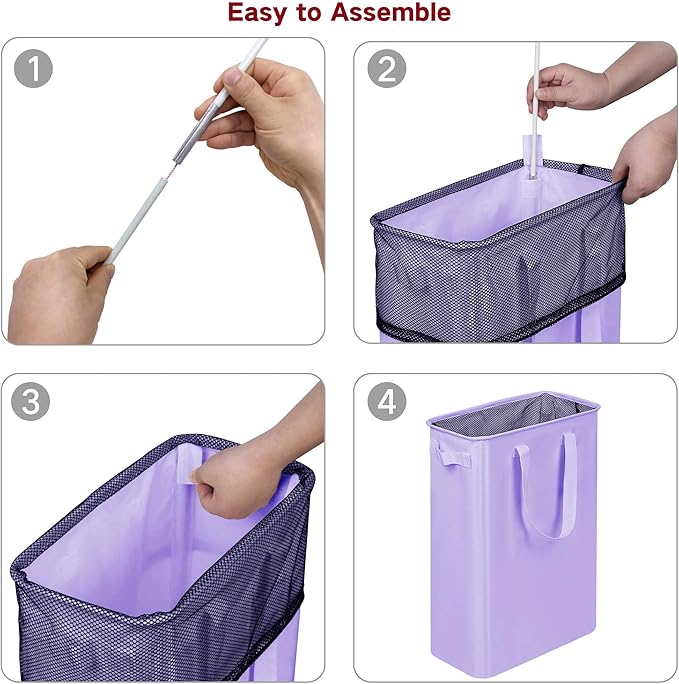 efluky Slim Laundry Basket, Narrow Laundry Hamper with Handles, Collapsible Dirty Clothes Hamper, Tall Laundry Bin for Laundr