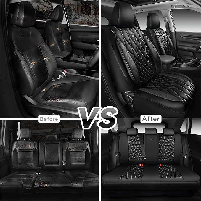 CAR PASS Rav4 Seat Covers Full Set Custom Fit for Toyota RAV4 Tocamo Corolla-Cross 2019-2024, Luxury Nappa Leather Waterproof
