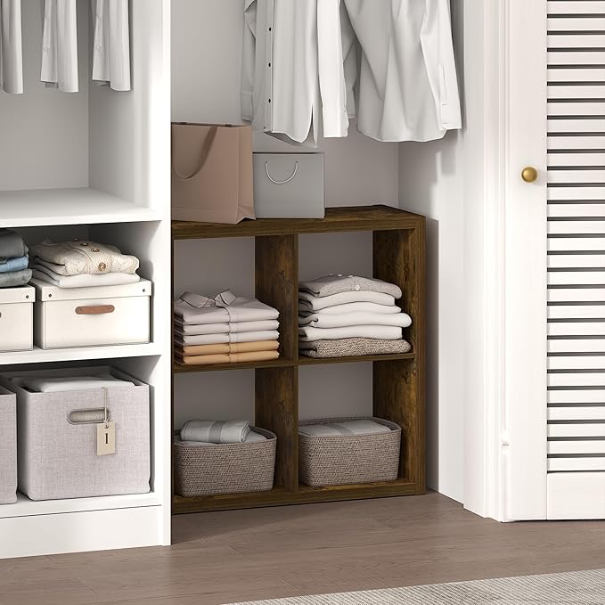Furinno Cubic Closet Organizers and Storage, 4-Cube Closet Organizer, Open Shelf Closet Storage, Extra Thick Frame for Wardro