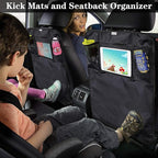 Meolsaek Kick Mats Back Seat Protector, Waterproof Oxford Seat Back Protector, Car Seat Back Protector for Kids, Back of Seat Protector for Kids Feet Car Seat (Black B -2pc)