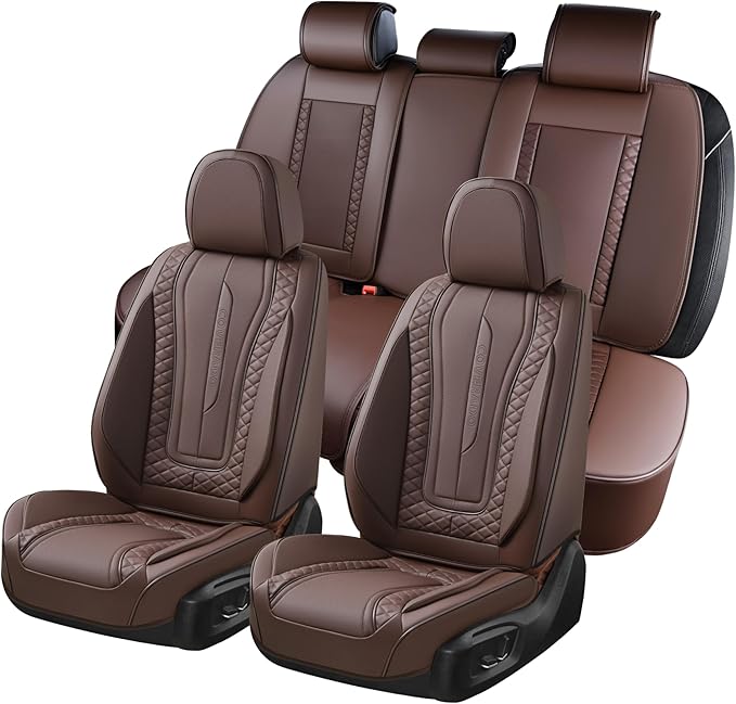 Coverado Car Seat Covers Full Set, Front Seat Cover and Back Seat Covers for Cars, Faux Leather Waterproof Seat Covers, Car S