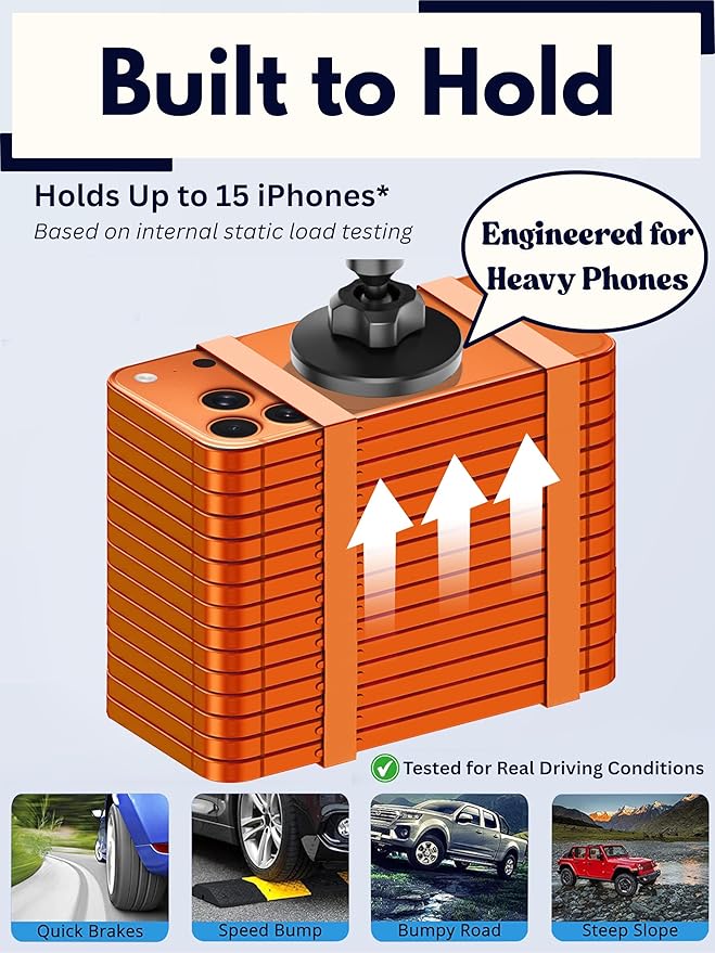 Cup Phone Holder for Car, Magnetic – Compatible with MagSafe, Secure Magnetic Mount, Stability-Enhanced Expandable Base, Flexible Reinforced Gooseneck, Works with iPhone, Galaxy, Pixel [Not Charger]