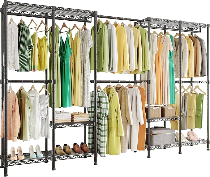 Higeego H5 Pro Heavy Duty Garment Rack, Freestanding Clothes Rack, Wardrobe Closet for Hanging Clothes, Portable Closet Organ