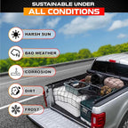 [Premium] 5'x7' Heavy Duty Cargo Net Stretches to 10' x 14', Extra Thick 10mm Cord Bungee Cargo Netting for Pickup Truck Bed, Roof Rack Net & 12 PCS Steel Carabiners