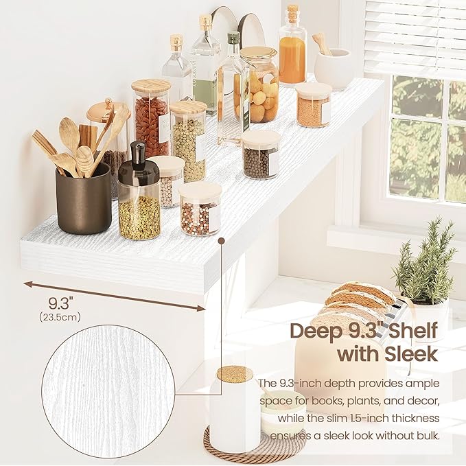 Vivelove White Floating Shelves 32 Inches Long, Wall Display Shelves with Invisible Brackets, for Bathroom Living Room Kitche
