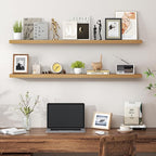 Heimlove 48 Inch Floating Shelves for Wall,Extra Long Wood Shelves Mounted Storage Hanging Shelf Invisible Bracket for Bedroo