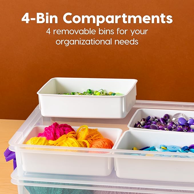 IRIS USA 9 Qt. Plastic Craft Storage Container Bins with Lids, 1 Pack, Small Art & Office Supply Organizer Tote, Sensory Bins