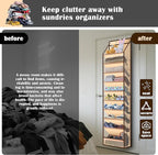 10 - Pocket Over - the - Door Hanging Shoe Organizers & Rack, Made of Sturdy 600D Oxford + Non - Woven Fabric, Space - Saving