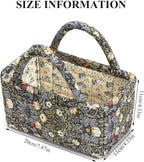 Small Storage Basket Organizer, Mini Fabric Floral Storage Baskets with Handle, Quilted Portable Collapsible Storage (K)