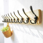 Dseap Coat Rack Wall - Heavy-Duty 38-1/4" Long, with Reinforced 10 Custom Tri-Hooks, Solid Wood Wall Hanger for Coats Hat Jac