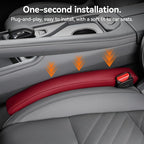 Car Seat Gap Filler - 2 Pack Premium Leather Console Blockers for Cars, Trucks & SUVs - Adjustable 1.4-2.4 Inch Width - Prevents Items Falling Between Seats (Wine)