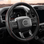 West Llama Car Steering Wheel Cover for Ford F-150(1997-2026), F-250(1997-2026), F-350, 15.5-16 inches, Black + Red Line