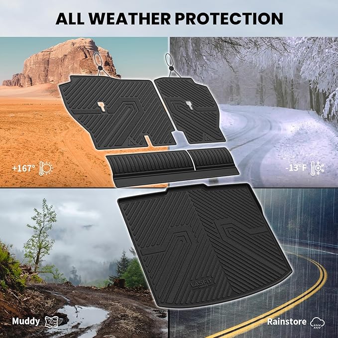 LASFIT Cargo Mat with Backrest Mat for Honda CR-V 2026 2025 2024 2023 (Gasoline Only), All Weather Custom Fit TPE Trunk Mat Trunk Liner Cargo Liner with Seatback Mat (Lower Position)