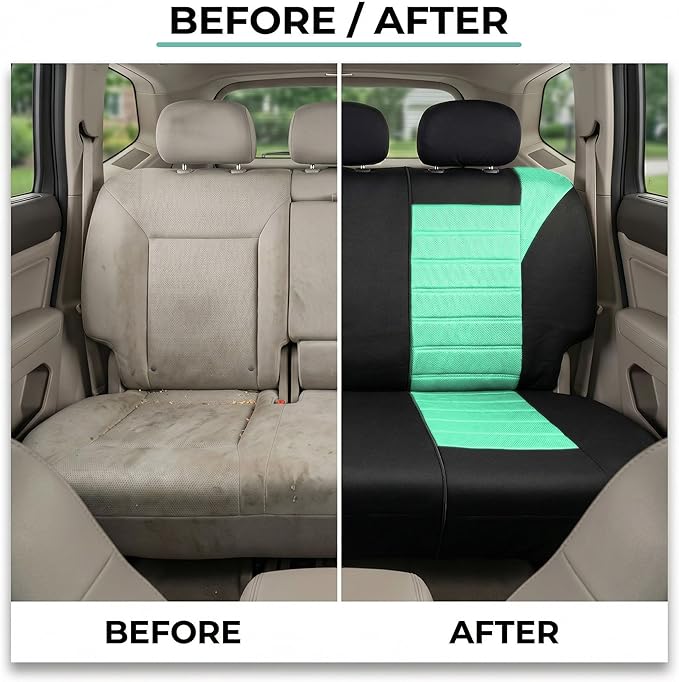 FH Group Automotive Car Seat Covers Rear Set Premium 3D Air Mesh Seat Covers, Airbag Compatible and Split Bench Cover Univers