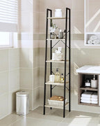 Hzuaneri Ladder Shelf, Bookshelf Bookcase, Freestanding Corner Storage Shelve with 2 Hooks for Home Office, Living Room, Kitc