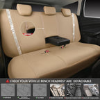 CAR PASS Bling Diamond Car Seat Covers Full Set, Shining Glitter Rhinestone Waterproof Faux Leather Interior Sets Universal Fit Automotive Glitter Crystal Sparkle Strips for Cute Women Girl, Beige