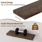 Floating Shelves for Wall Decor, Rustic Solid Elm Wood Live Edge Floating Shelves Wall Mounted, Wall Shelves with Invisible B