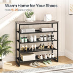 HOOBRO Shoe Rack, 5 Tier Shoe Storage Organizer with 4 Oxford Fabric Shelves and Top Panel, Holds 16-20 Pairs of Shoes, for E