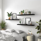 36 Inch Floating Shelves for Wall Rustic Black Wood Wall Shelves for Bedroom Set of 4