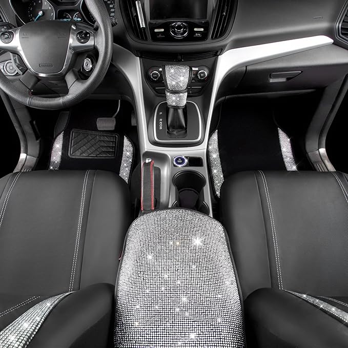 CAR PASS Rhinestone Bling Diamond Car Seat Covers Leather Shining Car Floor Mats Carpet Waterproof Anti-Slip Nibs Car Accesso