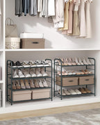 SONGMICS Shoe Rack, 4 Tier Shoe Organizer for Closet, Holds up to 16 Pairs of Shoes, Shoe Rack for Front Door Entrance, Metal