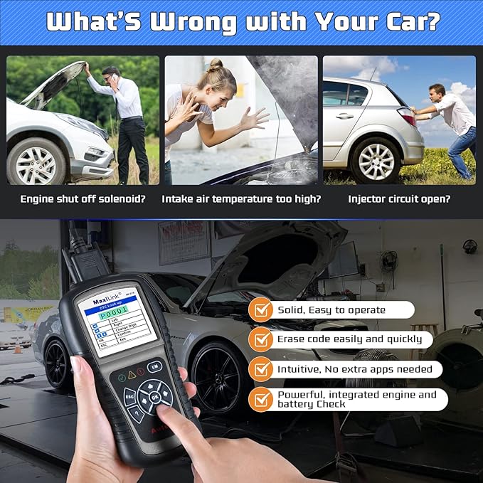 Autel MaxiLink ML519 Enhanced Mode 6 OBD2 Scanner Auto Diagnostic Scan Tool Check Engine Fault Code Reader CAN Scan Tool,