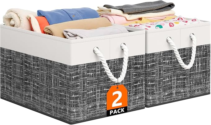 StorageTastic Storage Bin,Collapsible Storage Basket For Organizing,Large Storage Boxes With Rope Handles,Storage Containers,