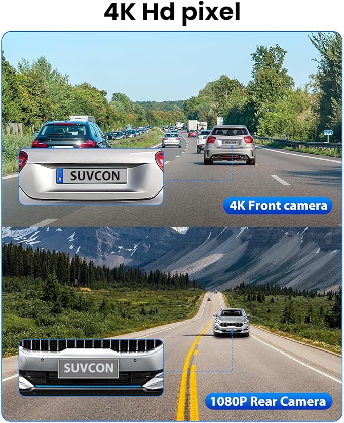 Dash Cam Front and Rear 4K/1080P, Dash Camera for Cars Build in WiFi, Full HD Dash Cam with APP Control, 3.94'' IPS Screen Da