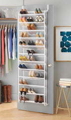 Whitmor 36 Pair Over The Door Shoe Organizer, 12 Tier Hanging Shoe Organizer, Heavy Duty Metal & Mesh Shoe Holder, Hanging Sh