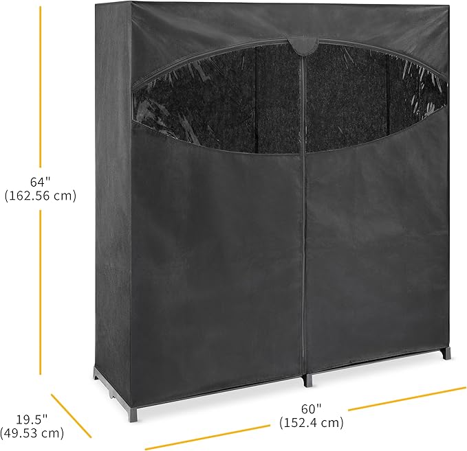 Whitmor Extra-Wide Portable Clothes Closet - 60 Inches Wide - Store Seasonal Clothing - Black