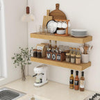 Deep Floating Shelves | 36 Inch Oak Floating Shelves Set of 2 | 12 Inch Deep Rustic Wood Shelves for Wall | 36" W x 12" D Oak