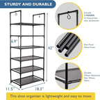 Sundaze Shoe Rack - 6 Tier Tall Shoe Rack for Closet, Sturdy Stackable Shoe Organizer for Closet, Bedroom, Entryway, Garage, 